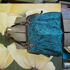Like New! Trendy Teal & Brown Purse